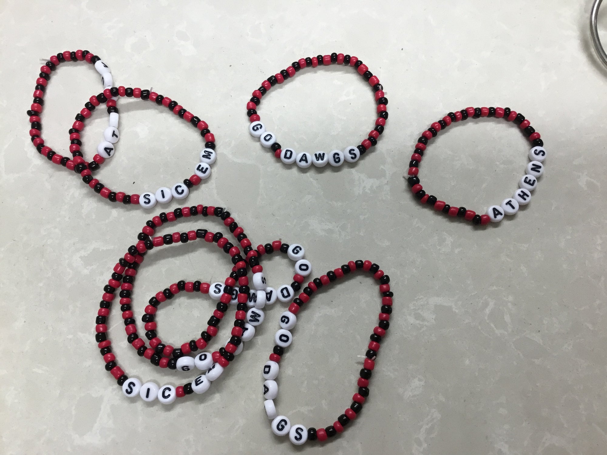 UGA Red and Black Beaded Bracelet-Assorted