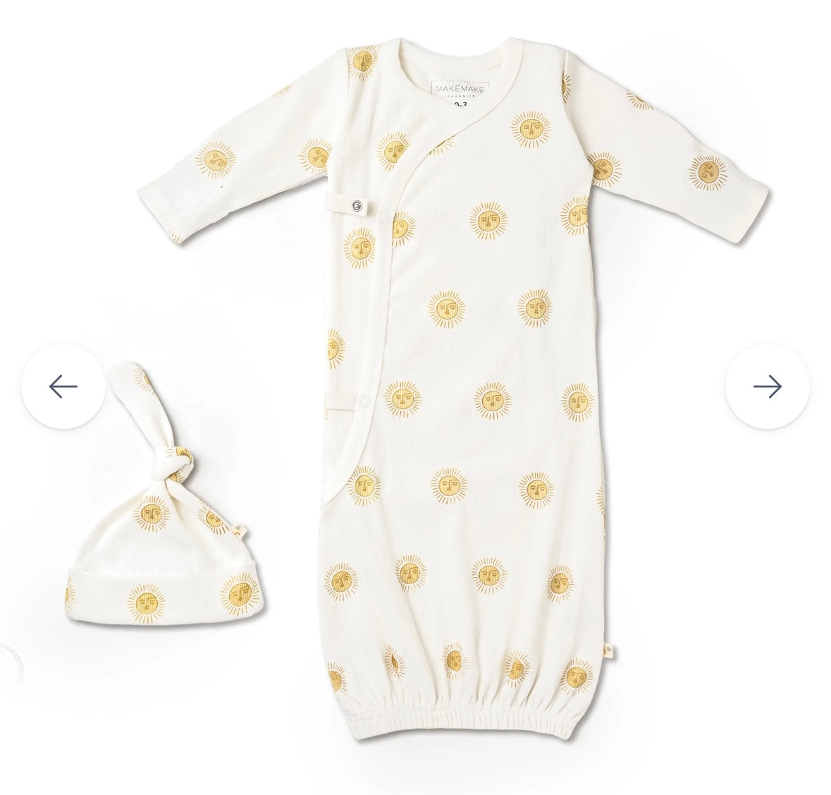 MakeMake Organic Kimono Infant Sleep Gown & Hat Set - Summer Sun