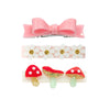 Lilies &amp; Roses Color Hair Clip Set of 3 - Mushroom Red