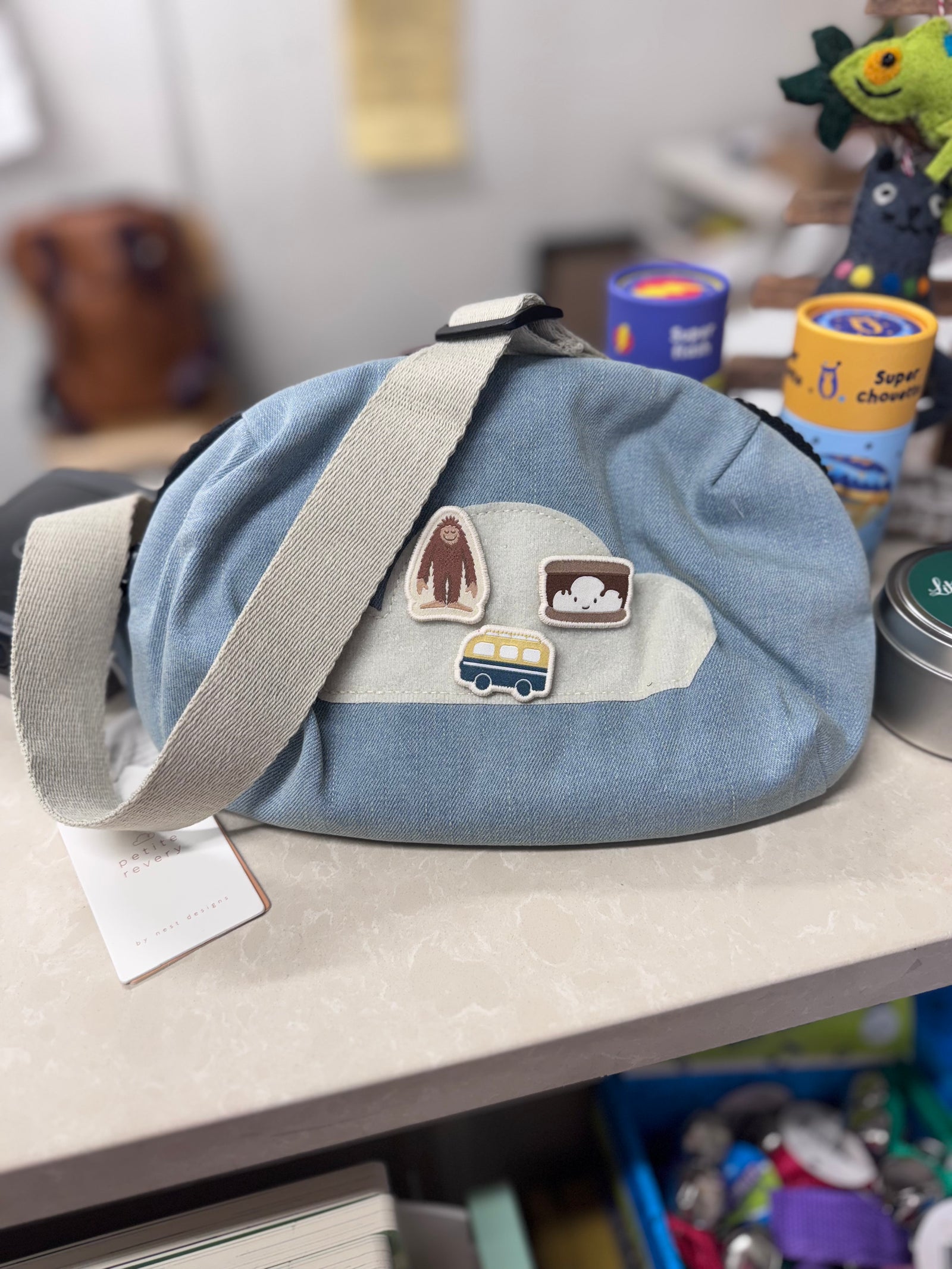 Petite Revery Cotton Denim Bumbag - Camp Revery Velcro Patches