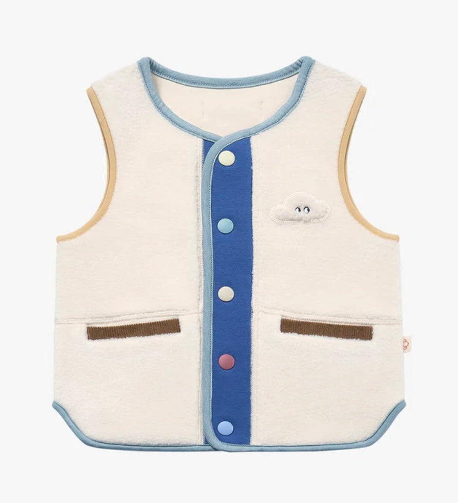 Petite Revery Recycled Fleece Corduroy Vest - Cloud