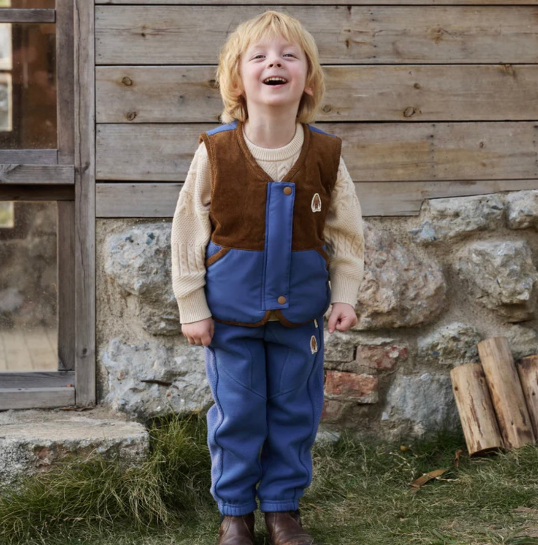 Petite Revery Recycled Fleece Down Vest - Deep Sea Blue