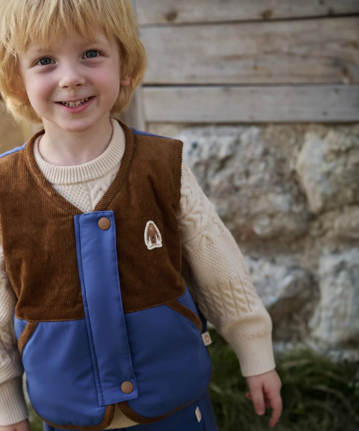 Petite Revery Recycled Fleece Down Vest - Deep Sea Blue