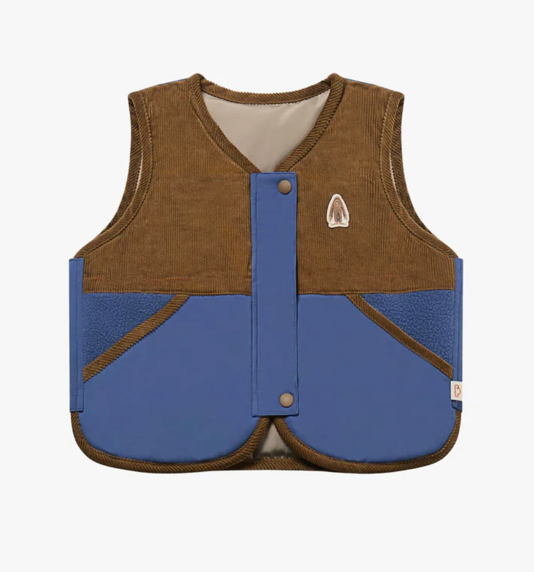 Petite Revery Recycled Fleece Down Vest - Deep Sea Blue