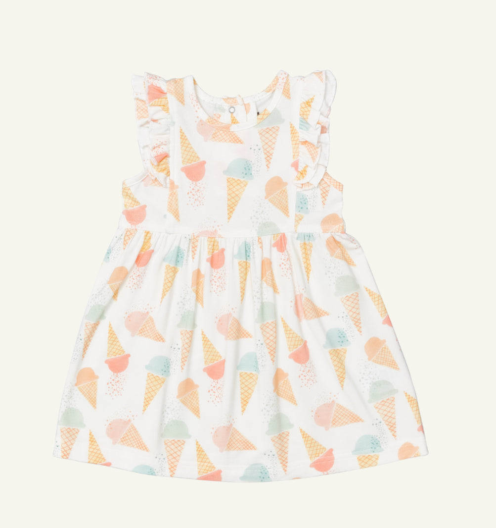 Coccoli Infant/Kid Girl Modal Dress - Gelato Cones on Cream 45813-352