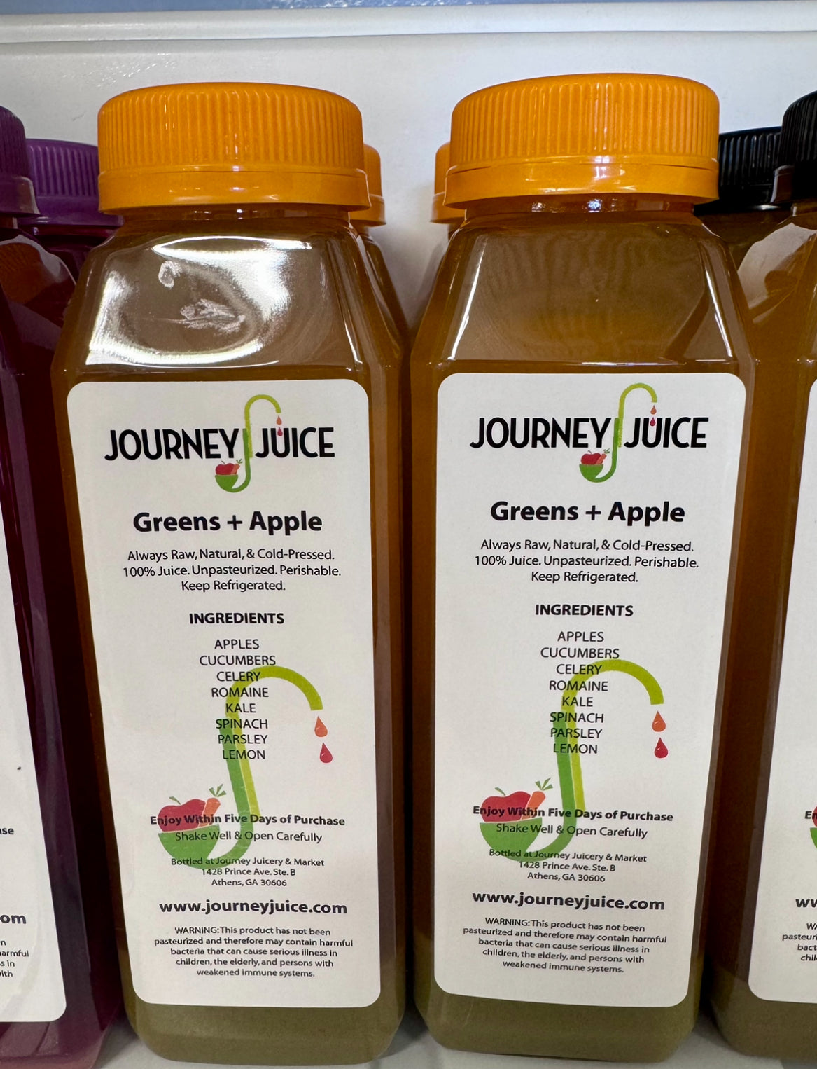 Journey Juice 10 oz bottle:  Greens and Apple