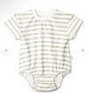 MakeMake Organic Short Sleeve Bubble Romper - Sage Stripes