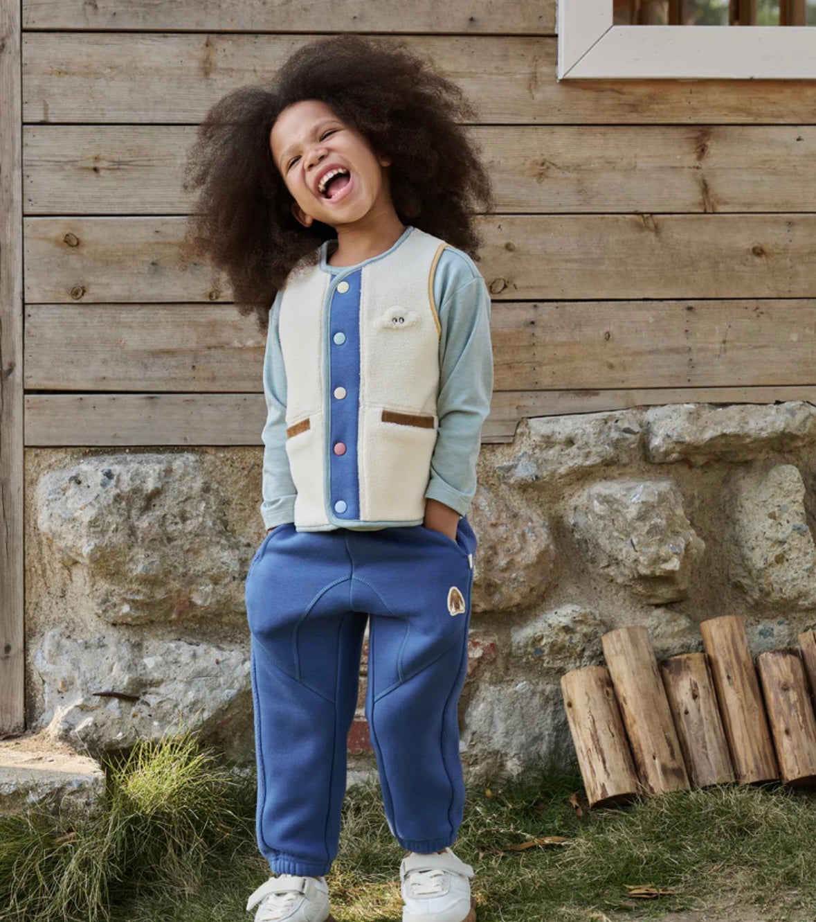 Petite Revery Recycled Fleece Corduroy Vest - Cloud
