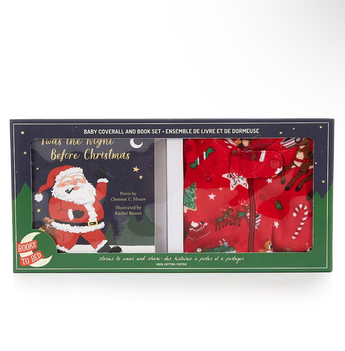 Hatley Red Night Before Christmas Books to Bed Coverall Boxed Set