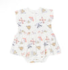 Coccoli Baby Girl Modal Romper with Skirt - Color Butterflies on Cream KM5822