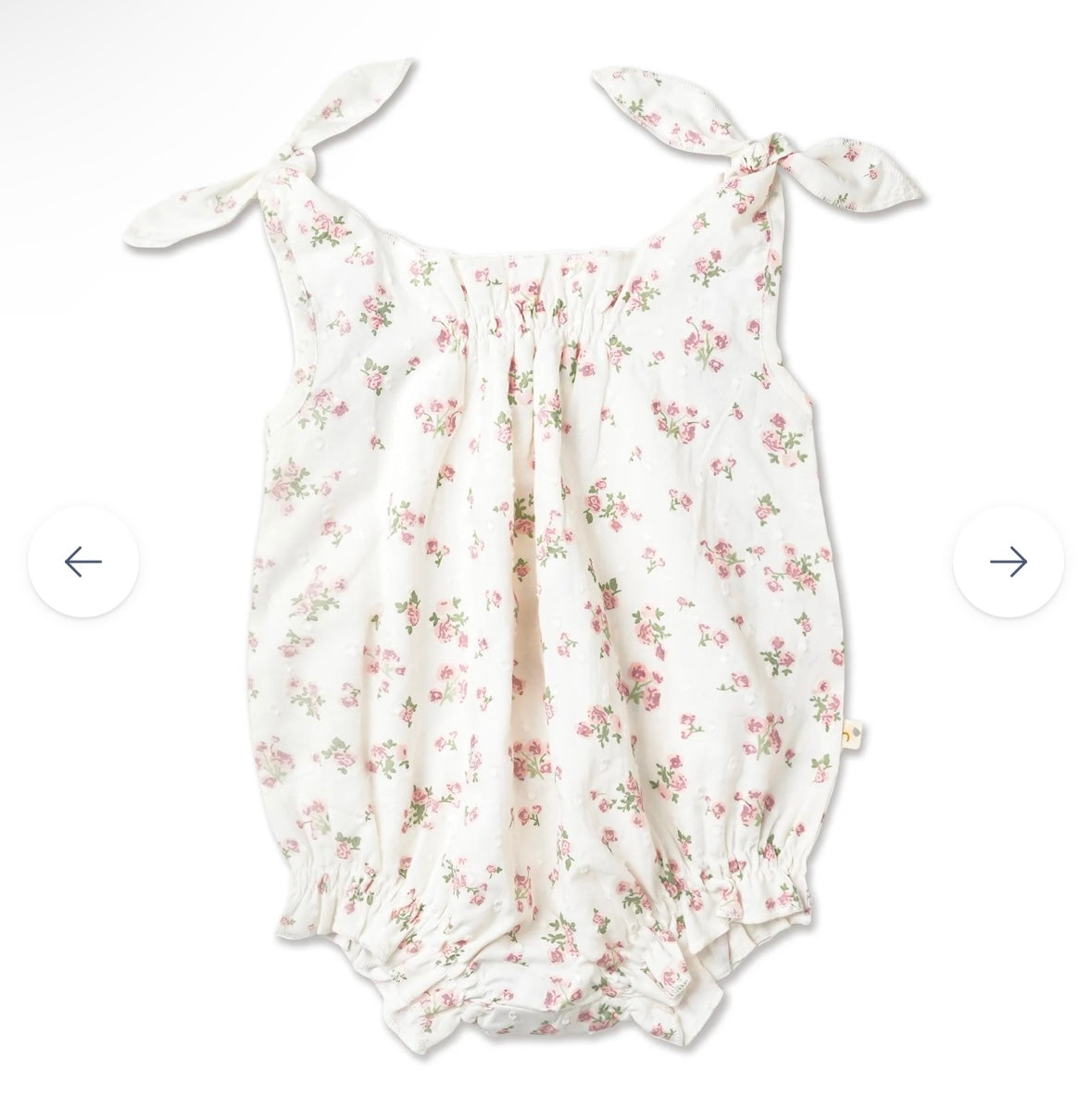 MakeMake Organic Tie Shoulder Bubble Romper - English Roses