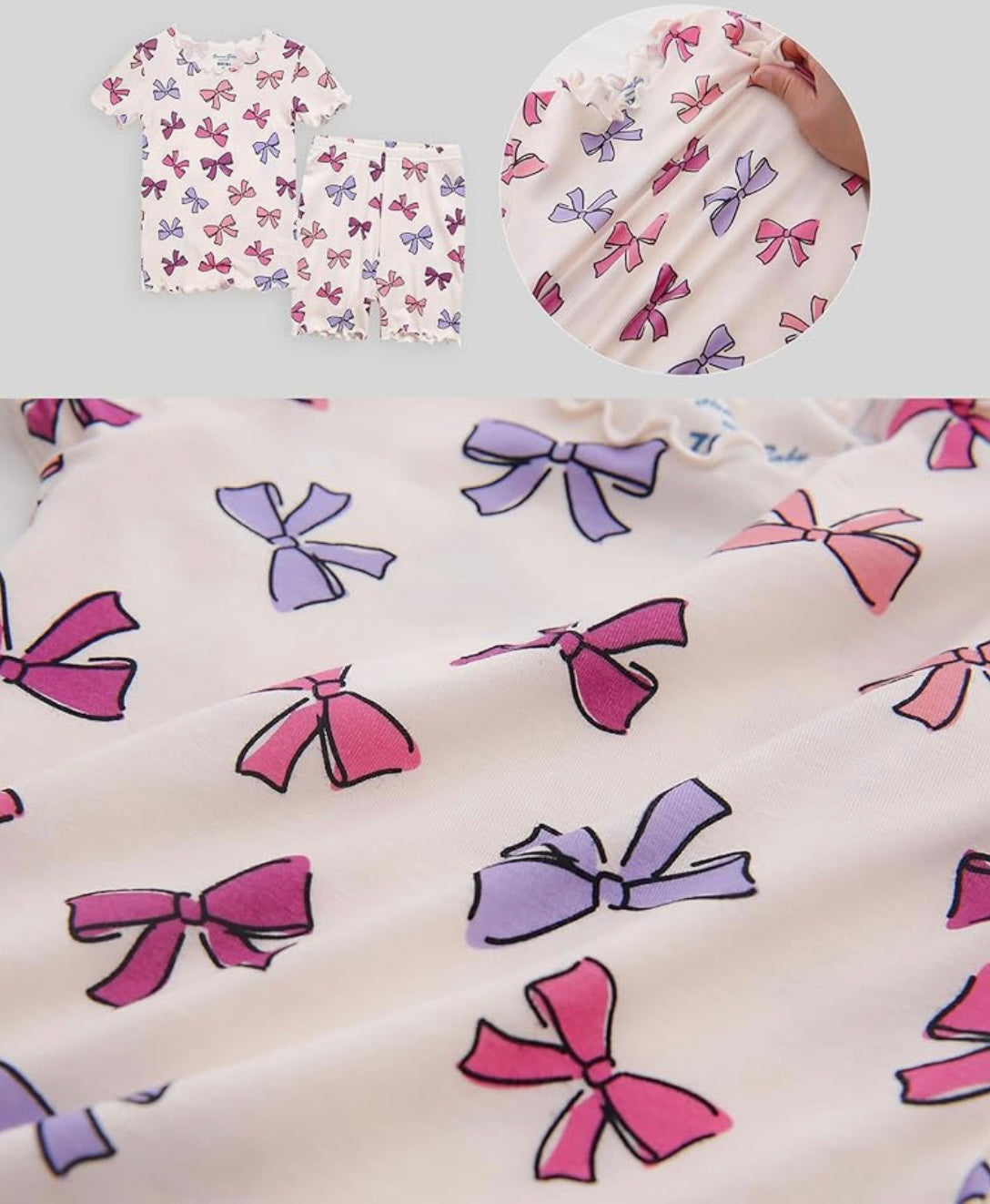 Vaenait Baby Shirring Ribbon Short Sleeve PJs - Size 2XL (8Y)