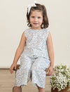 MakeMake Organic Ruffle Top &amp; Pants Set - Blue Vines