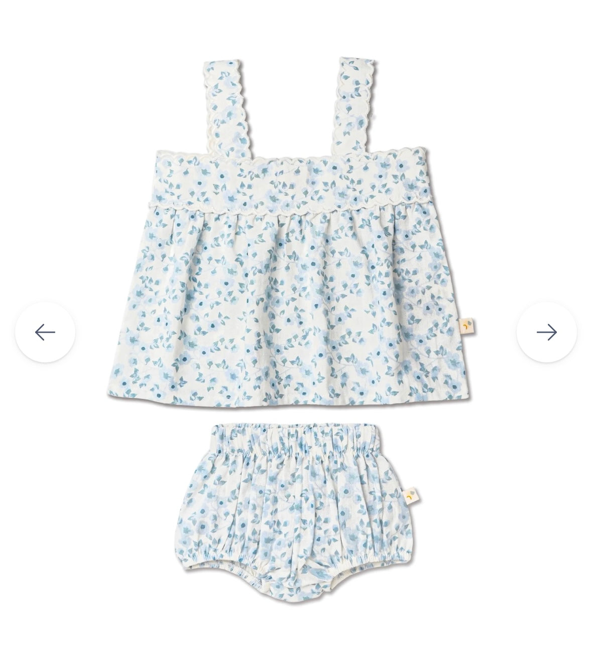 MakeMake Organic Scalloped Top & Bloomers Set - Blue Vines