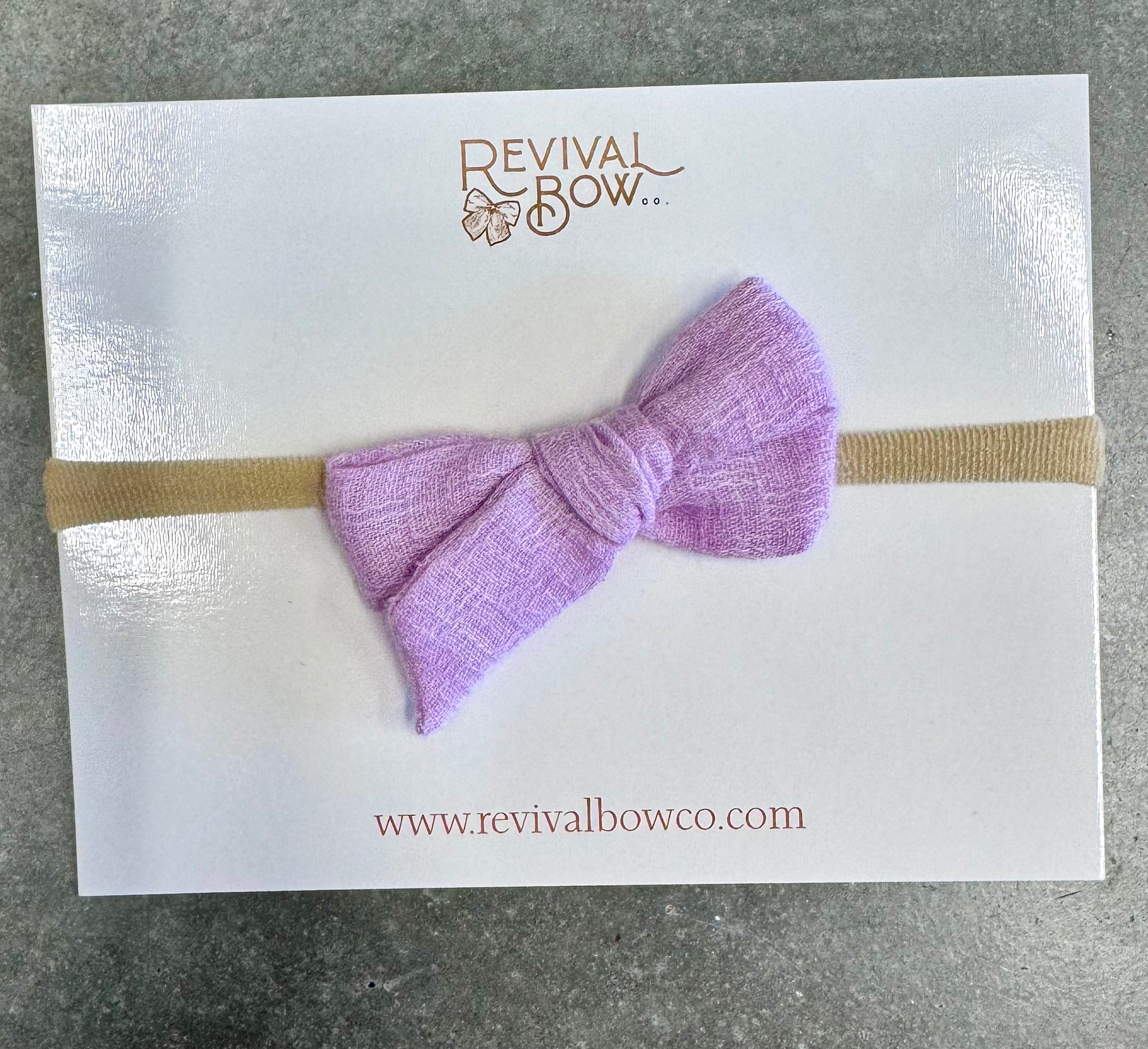 Revival Bow Co. Mini Hand Tied Baby Bow - Lavender