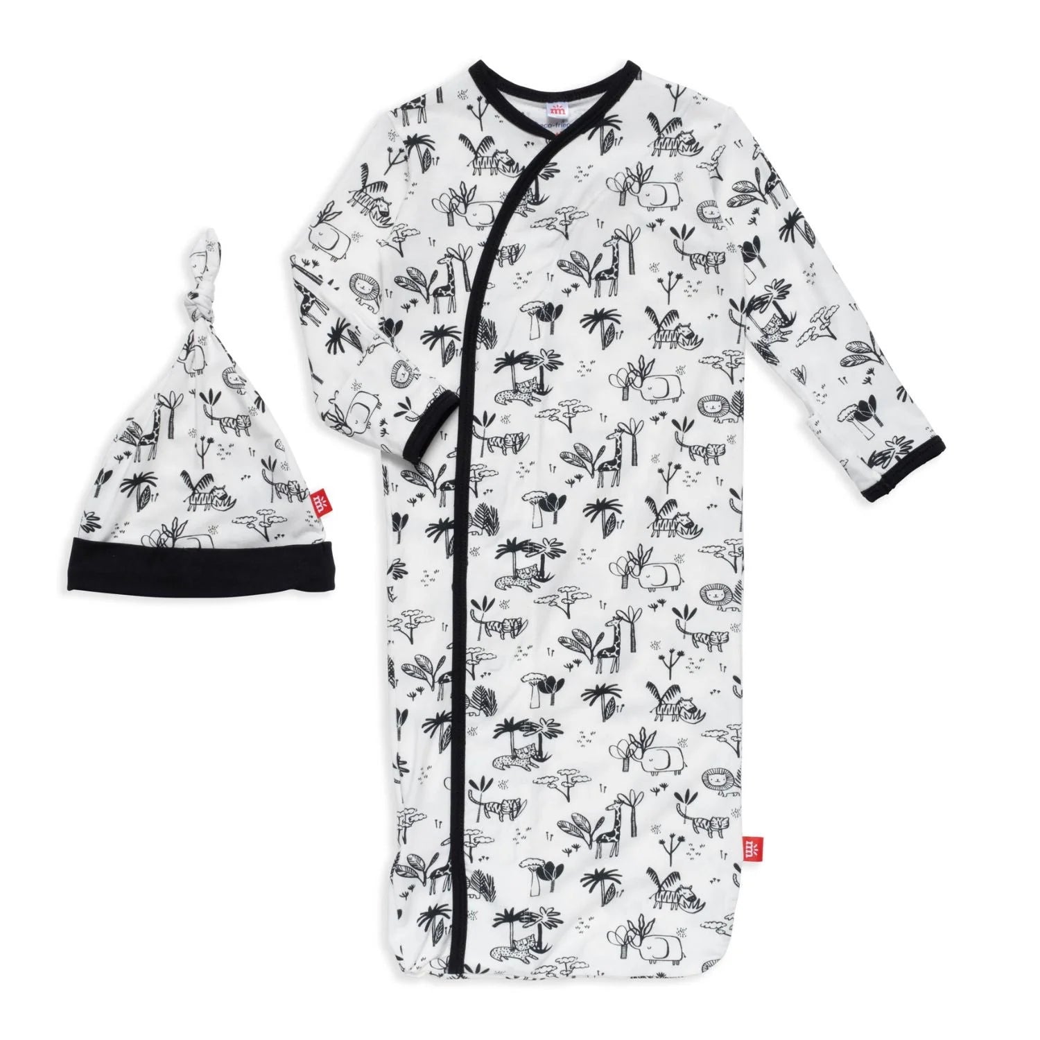 Magnetic Me Organic Cotton Magnetic Gown & Hat Set- Animal Safari