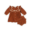 Viverano Floral Embroidered Corduroy Baby Dress (Organic)