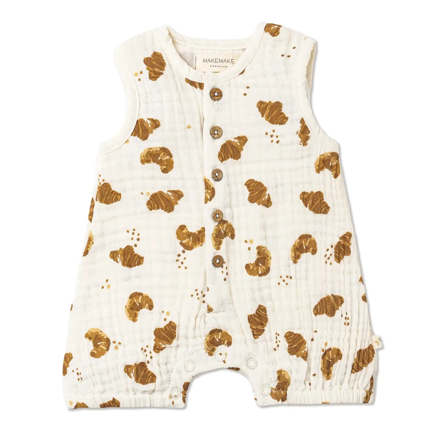 MakeMake Organic Sleeveless Bubble Romper - Croissant