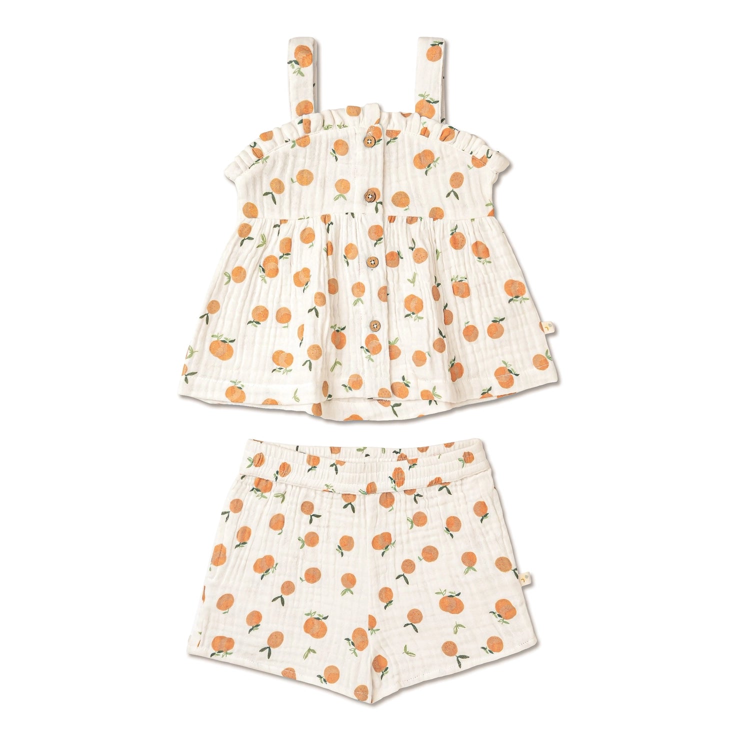 MakeMake Organic Peplum Top & Shorts Set - Mandarin