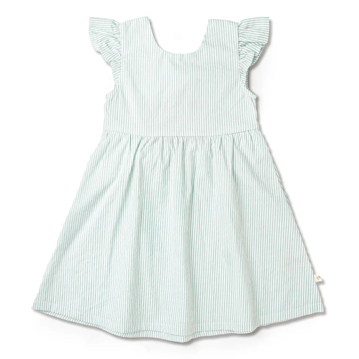 MakeMake Organic Flutter Summer Dress - Green Stripes