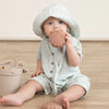 MakeMake Organic Short Bubble Romper - Green Stripe