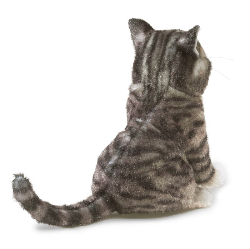 Black & White Shorthaired Tabby Cat Figurine