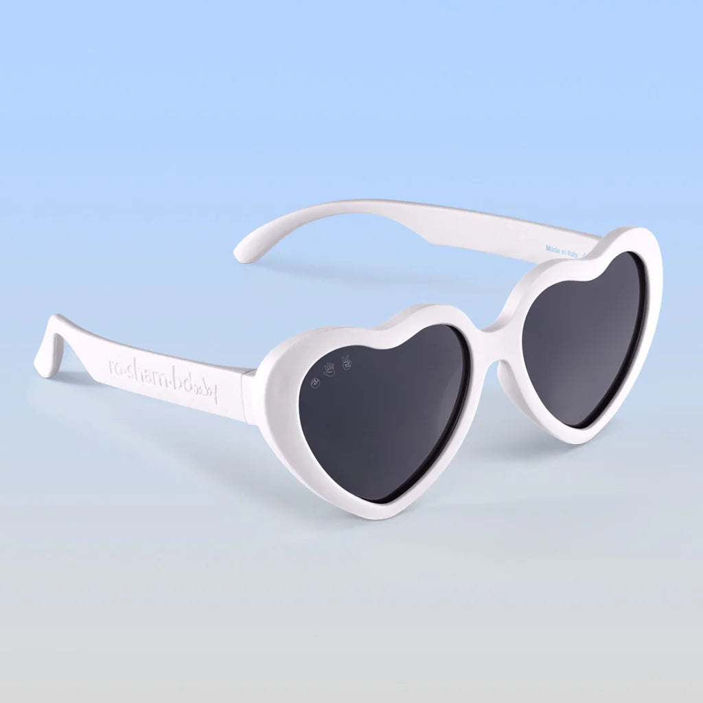 Roshambo Heart Sunglasses - Ice Ice Baby White, Polarized Grey Lens