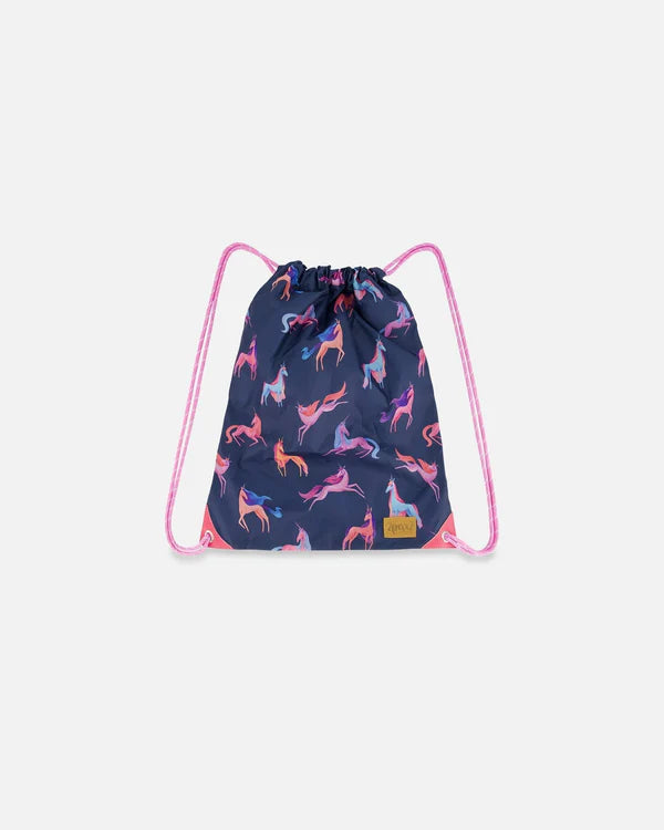 DEUX PAR DEUX Cinched Top Drawstring Bag - Printed Unicorns