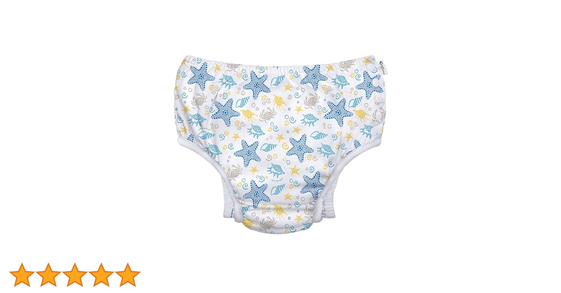 Green Sprouts - Snap Reusable Absorbent Swim Diaper (White Seashells)