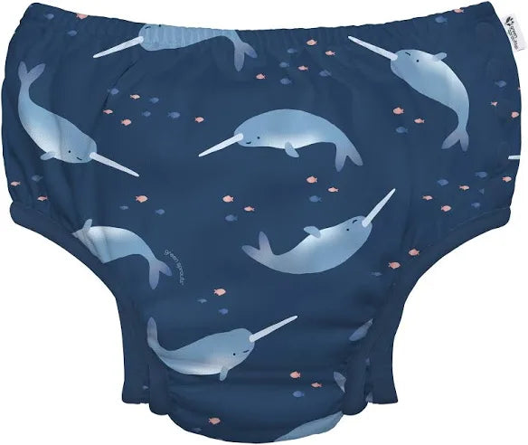 Green Sprouts - Snap Reusable Absorbent Swim Diaper (Navy Narwhal)