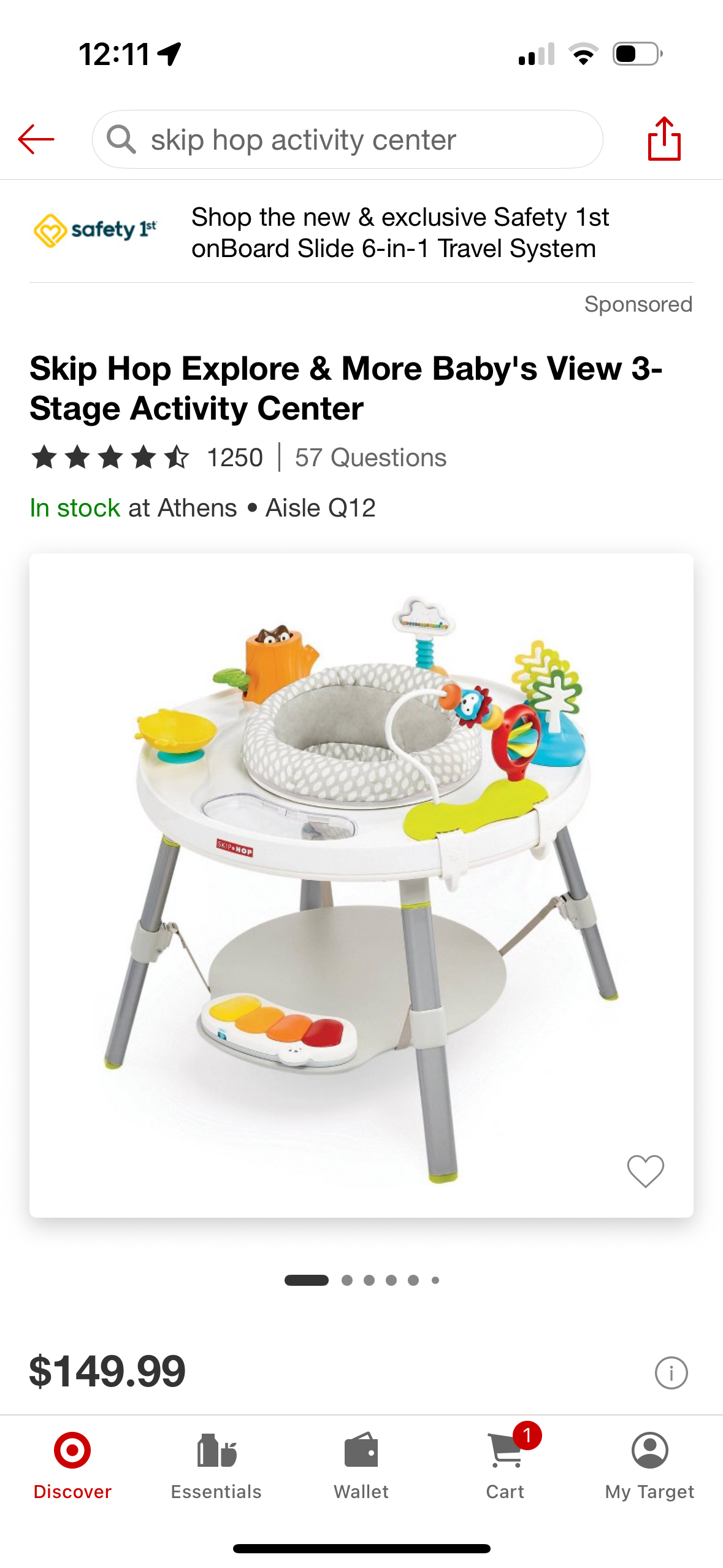 Resale Skip Hop Activity (Table) Center - Local Pickup Only