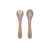 Silicone & Beechwood Toddler Utensil Set: Petal Pink