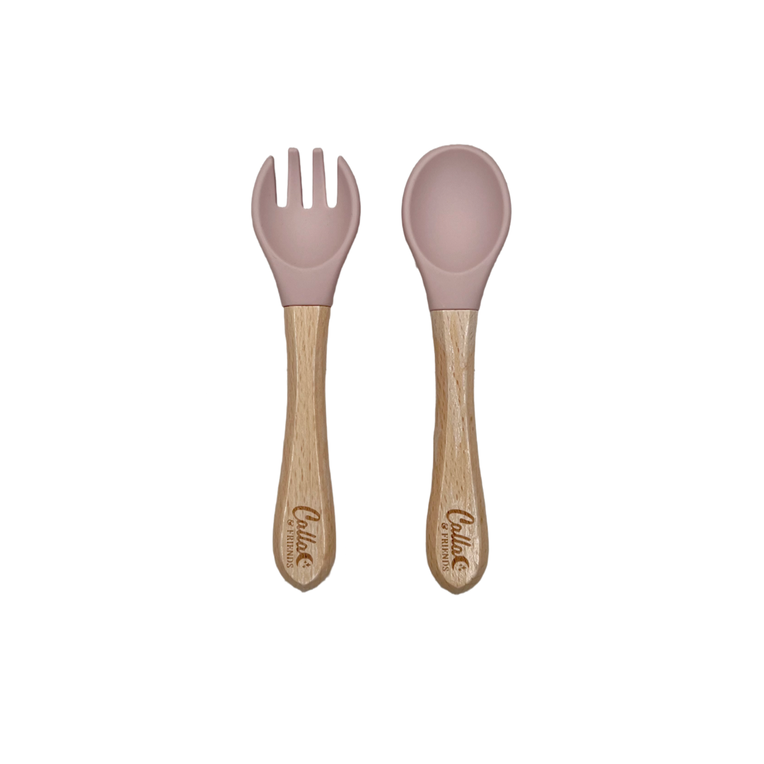 Calla & Friends Silicone & Beechwood Toddler Utensil Set