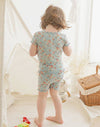 Shirring Flower Mint Short Sleeve PJs: Flower Mint / S(2T)