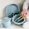 Silicone &amp; Beechwood Toddler Utensil Set: Powder Blue