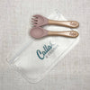 Silicone &amp; Beechwood Toddler Utensil Set: Powder Blue