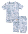 Bamboo Tie Dyeing Powder Blue Short Sleeve PJs: Powder Blue / M(3T)