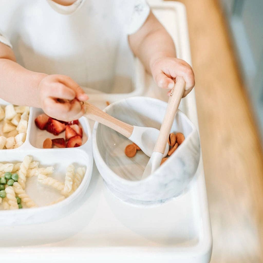 Calla &amp; Friends Silicone &amp; Beechwood Toddler Utensil Set