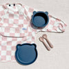 The Grayson Long Sleeve Bib - Checkered: Petal Pink