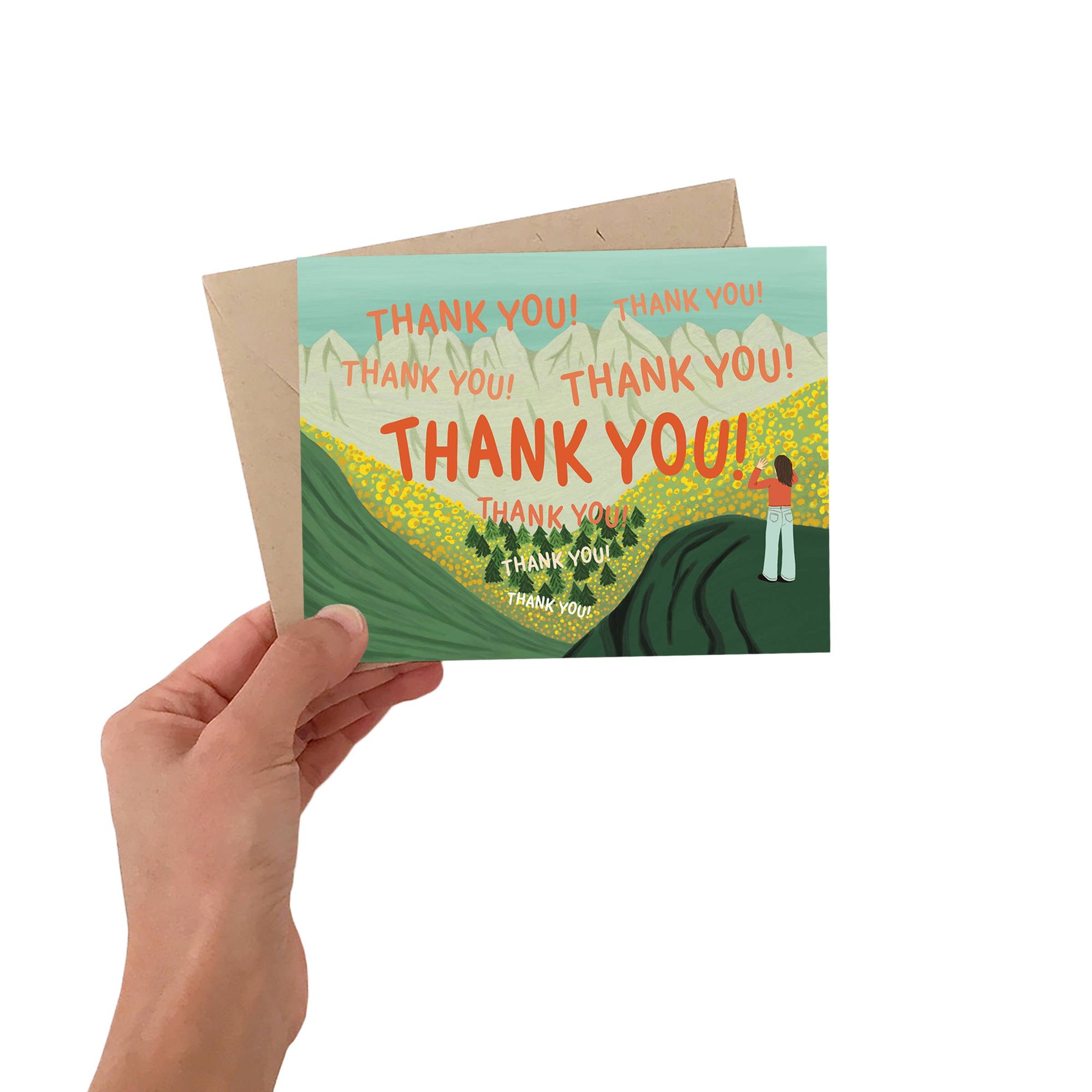 Big Echos - Woman Shouting from Mountains Thank You Card