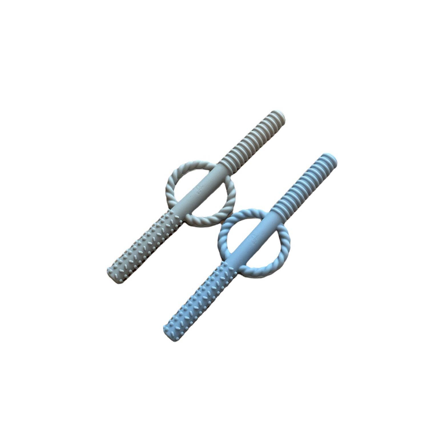 Three Hearts Sili Teether Tube Set: Green/ Butter Yellow