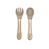 Silicone &amp; Beechwood Toddler Utensil Set: Powder Blue