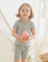 Shirring Flower Mint Short Sleeve PJs: Flower Mint / S(2T)