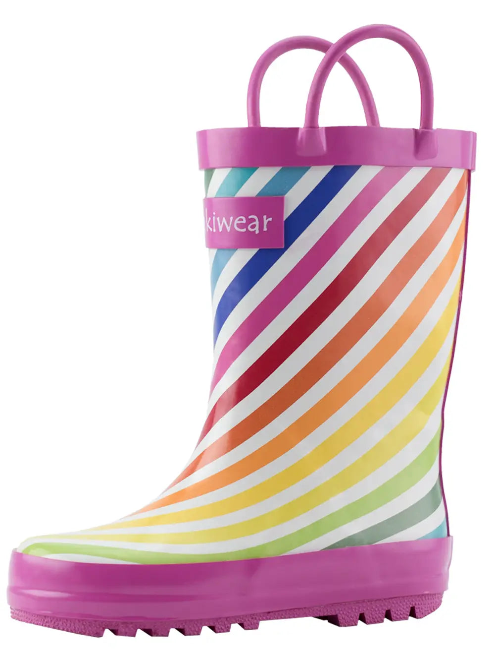 Oakiwear Loop Handle Rubber Rain Boots - Rainbow Stripes