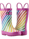 Oakiwear Loop Handle Rubber Rain Boots - Rainbow Stripe