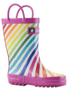 Oakiwear Loop Handle Rubber Rain Boots - Rainbow Stripes