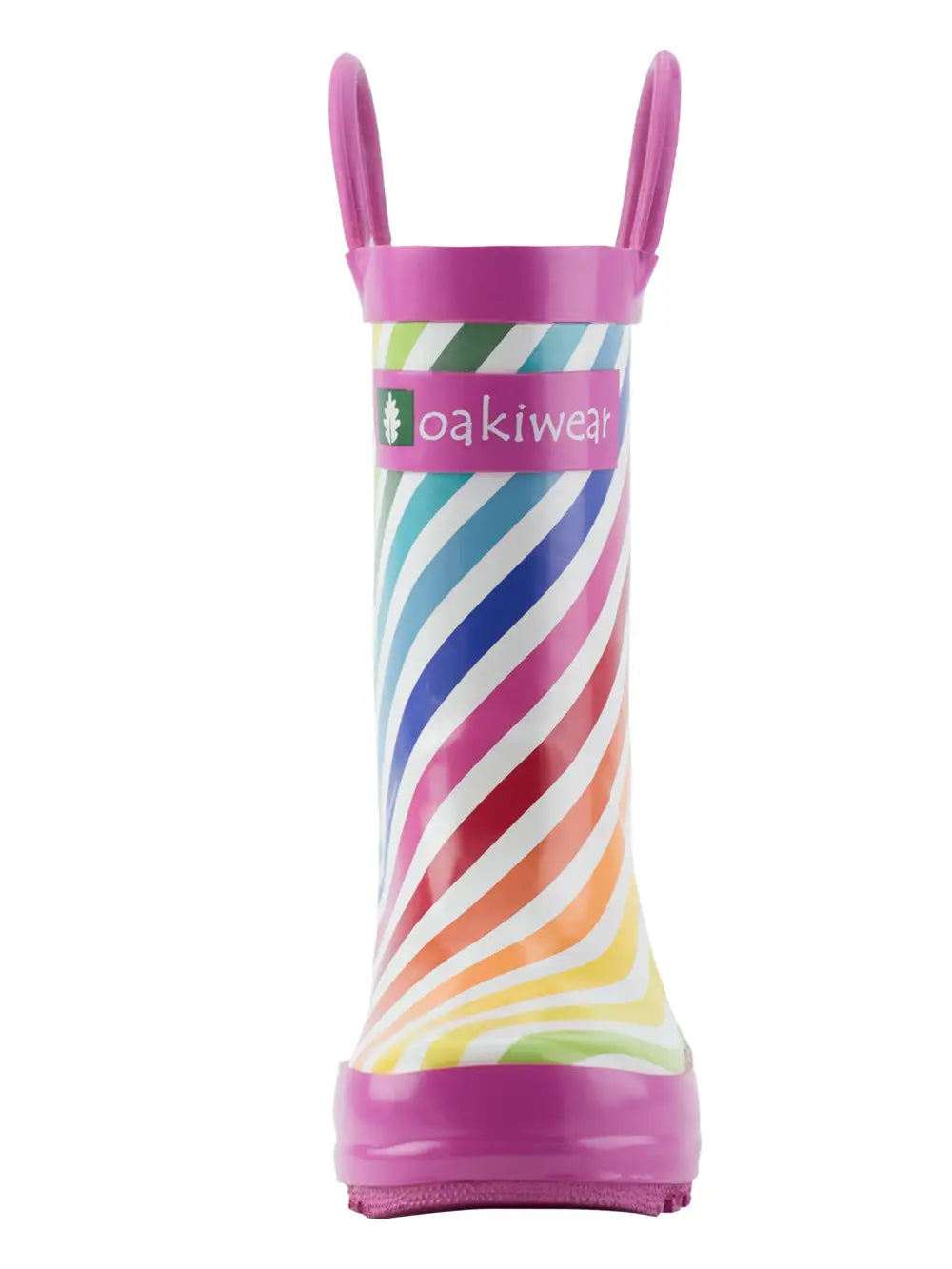 Oakiwear Loop Handle Rubber Rain Boots - Rainbow Stripes