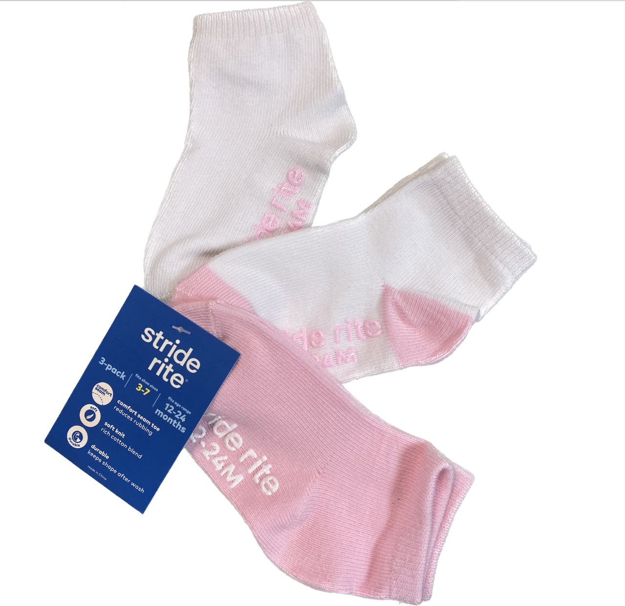 Stride Rite Infant/Toddler Ankle Socks 3 Pair - Pink