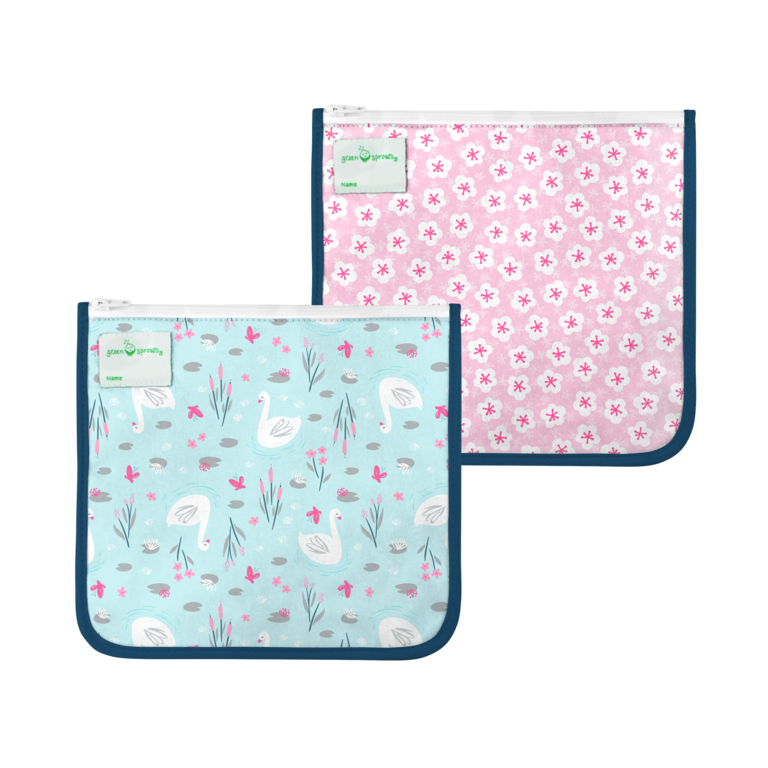 Green Sprouts Reusable Insulated Sandwich Bags (2 Pack) - Swan