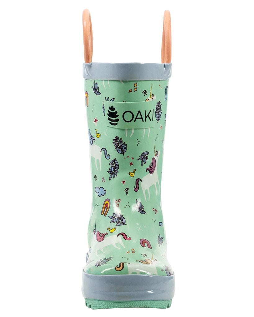 Oakiwear Loop Handle Rubber Rain Boots - Unicorn